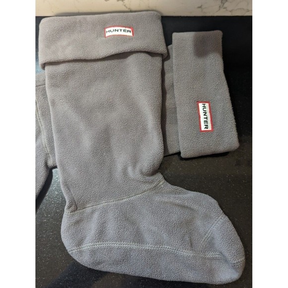 HUNTER ORIGINAL WOMEN'S BOOT SOCKS FLEECE RAIN BOOT SOCKS M 5-7 GRAY - Picture 1 of 4